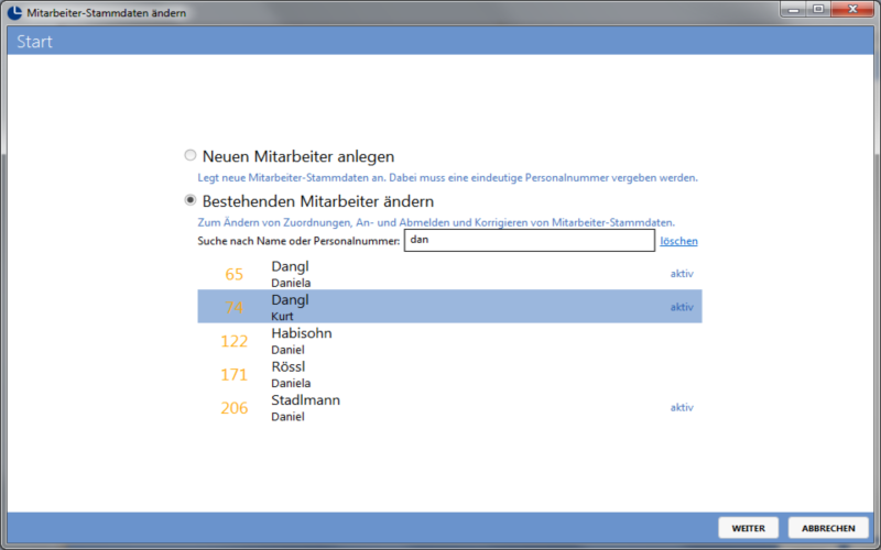 Assistent Mitarbeiter Stammdatenänderung
