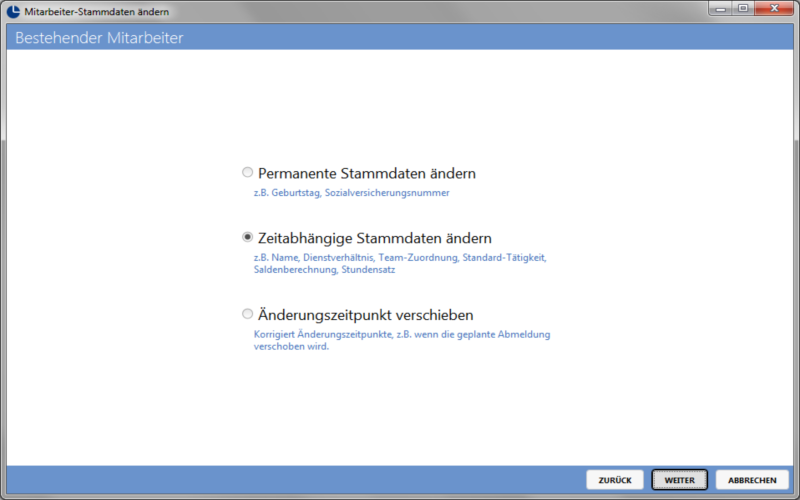 Assistent Mitarbeiter Stammdatenänderung