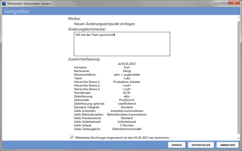 Assistent Mitarbeiter Stammdatenänderung